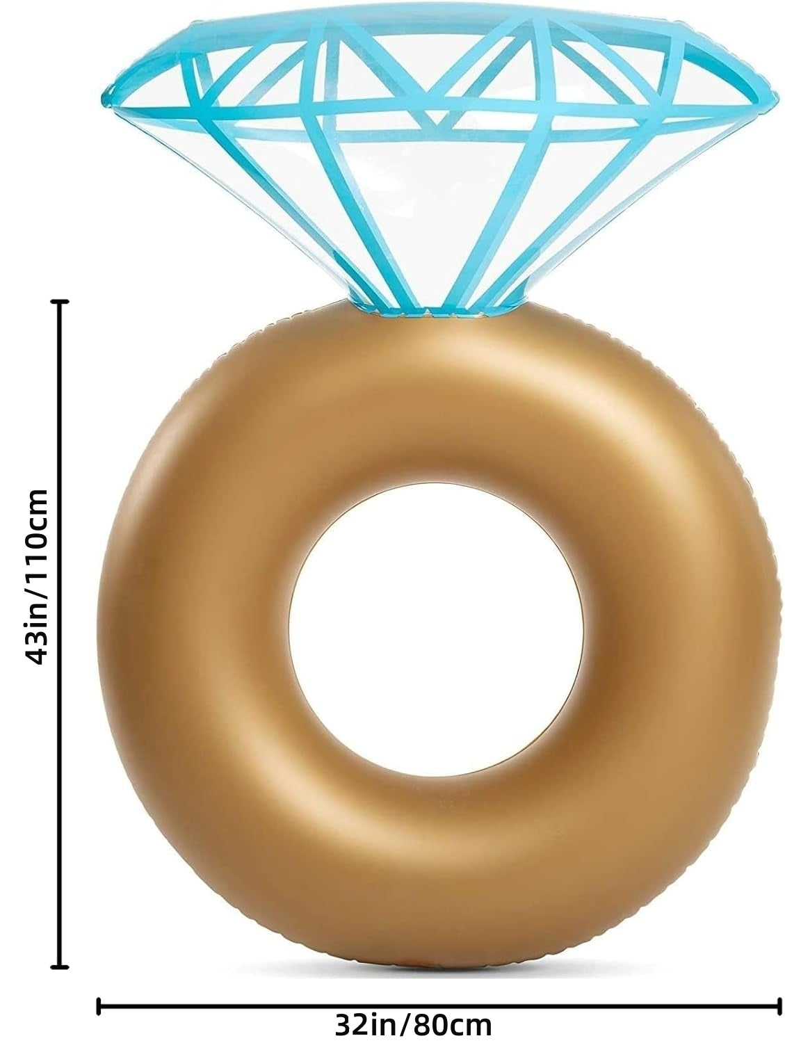 HeyGo 43" x 32" Inflatable Diamond Ring Pool Float - Gold Engagement Ring for Bachelorette Parties & Summer Water Fun!