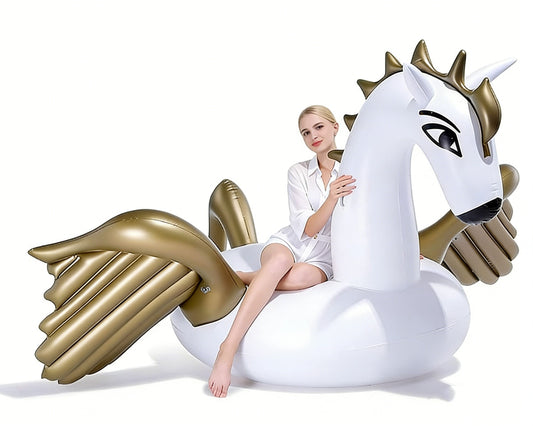 HeyGo 110'' x 73'' x 47'' Giant Inflatable Pegasus Pool Float with Fast Valves – Summer Lounge Raft for Adults, Ideal for Outdoor Parties!