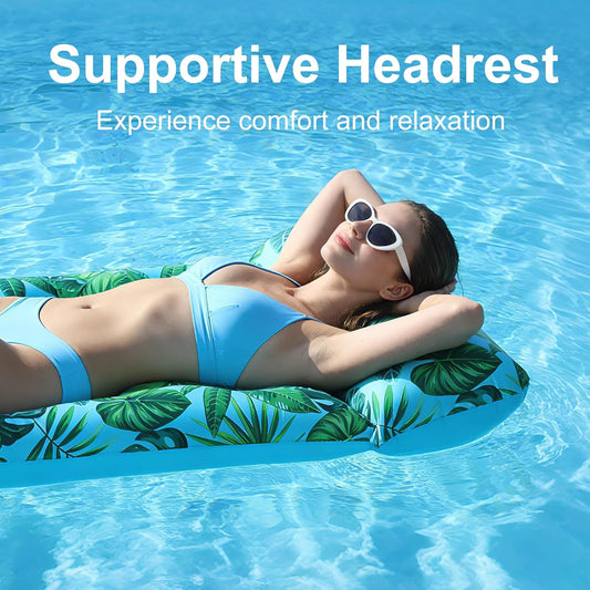 HeyGo 2-Pack 21-Hole Inflatable Pool Floats (Blue & Green, 71x34 in) Adult Lounger Raft with Cup Holder for Lake & Beach
