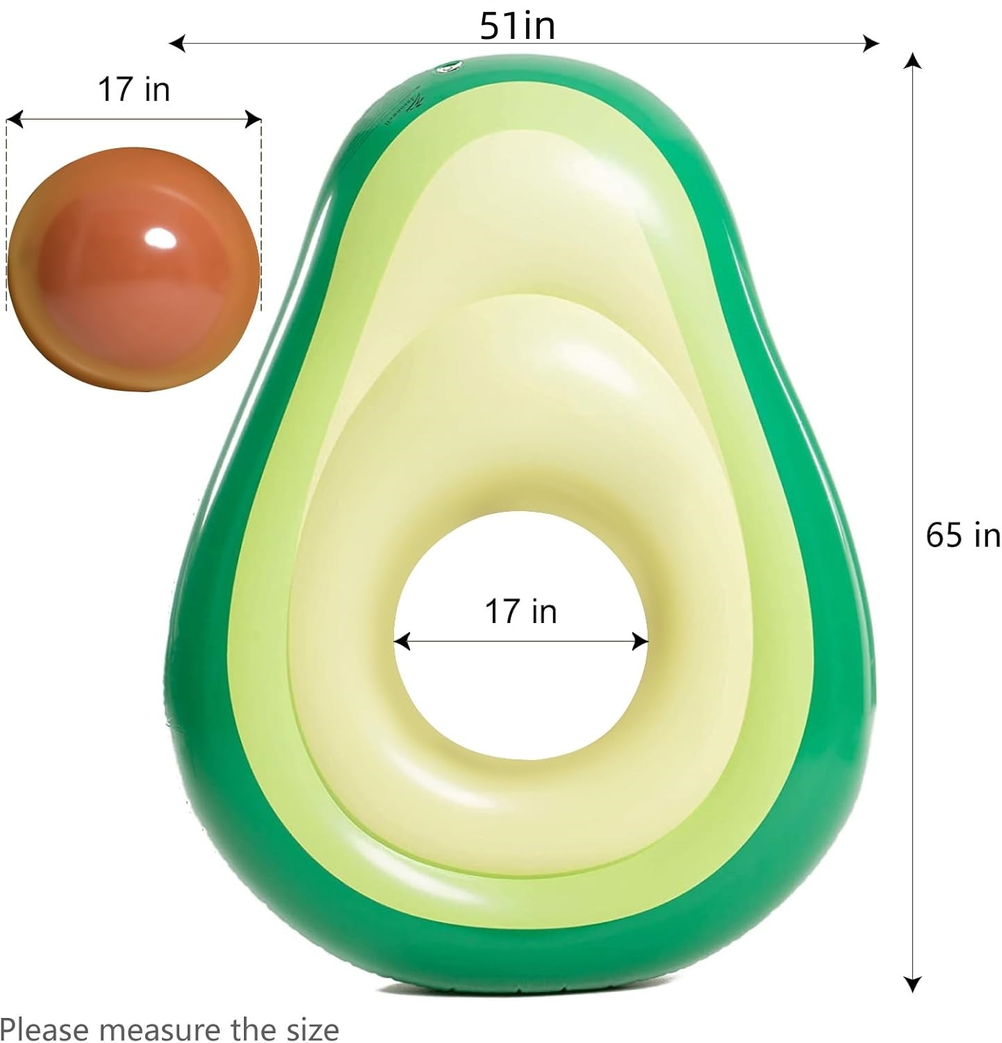 HeyGo 65*51'' Inflatable Avocado Pool Float with Ball - Fun Summer Beach Lounge Raft for Adults, Perfect Water Party Toy!