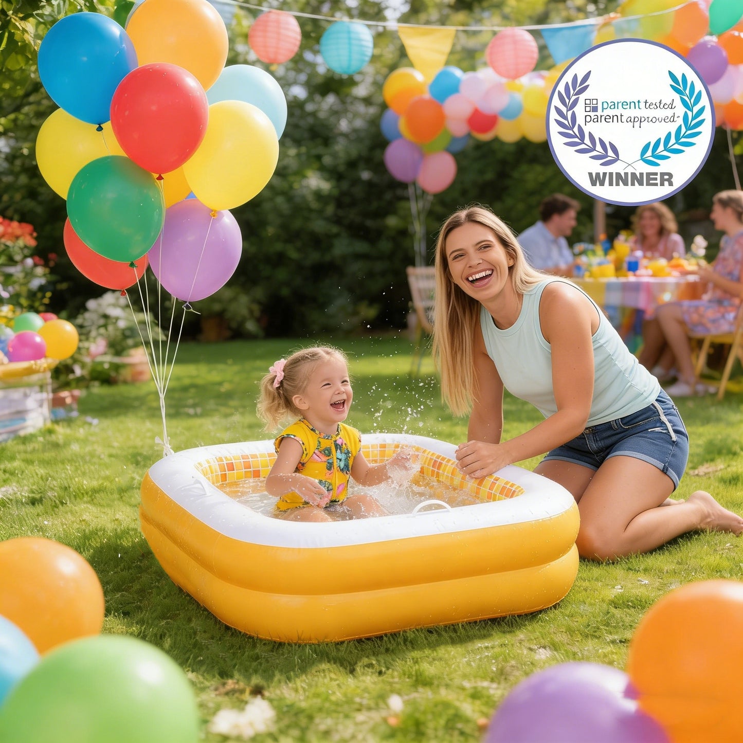 Jasonwell 34"x10" Baby & Toddler Pool with Cushioned Floor, Handles & Drain, Inflatable Bathtub & Ball Pit, Orange, Ages 1-3