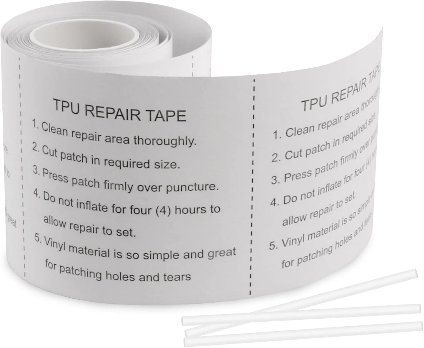 8.2 Ft Roll Pool Patch Kit – TPU Patches for Air Mattresses, Bounce Houses, Pool Floats, Vinyl Pools & Tent Canvas with 3 Deflation Tubes