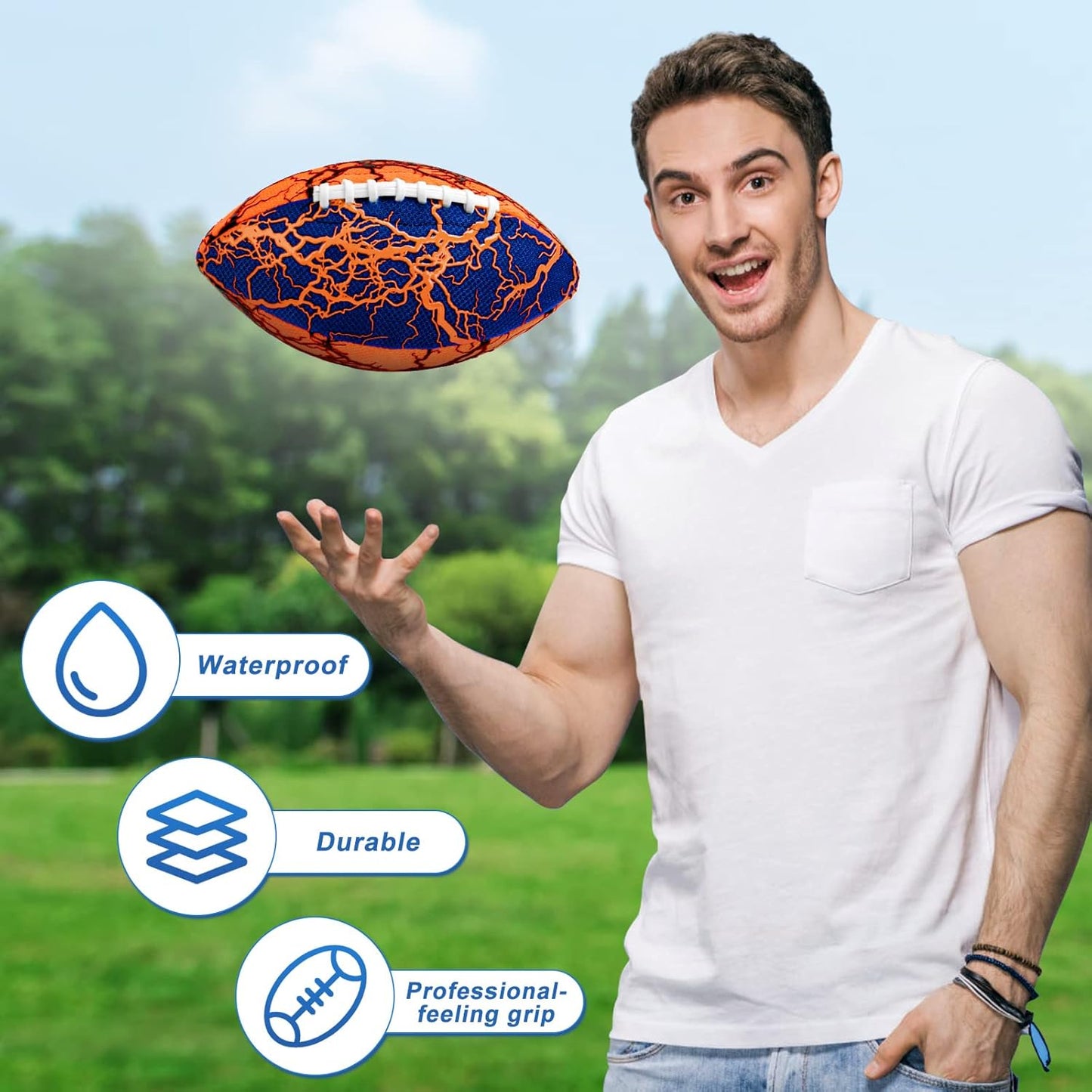 Jasonwell 2-Pack Waterproof Pool Footballs - Strong Grip, Durable Fun for Beach, Lake & Backyard Play – Kids to Adults