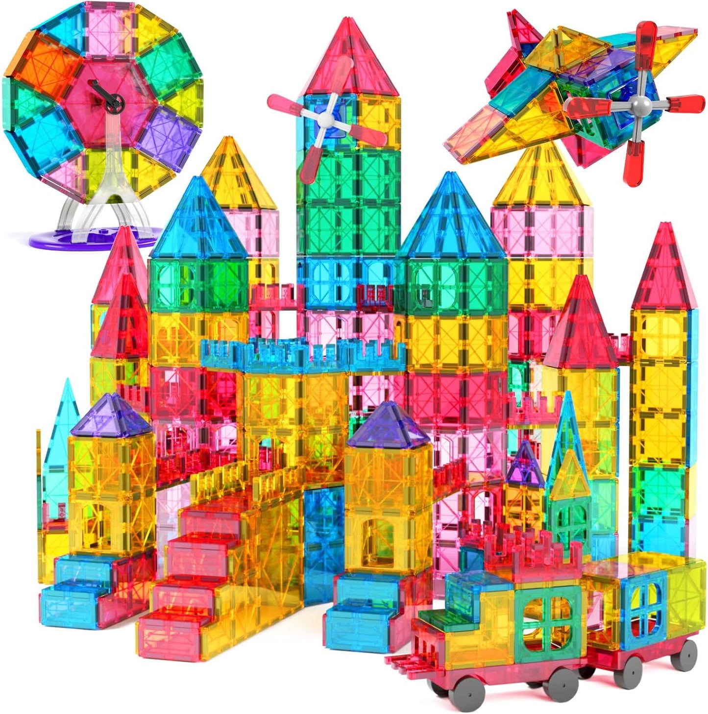 Jasonwell 65pcs Magnetic Tiles Building Blocks Set – STEM Construction Kit for Boys & Girls, Educational Toy for Toddlers & Kids (3-10+ Years)