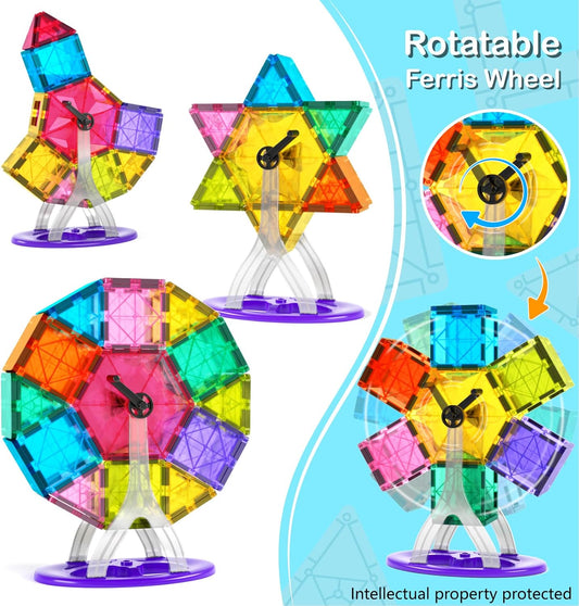 Jasonwell 100pcs Magnetic Tiles Building Blocks Set, Educational STEM Construction Kit for Boys & Girls, Gift for Toddlers & Kids 3-10+ Years