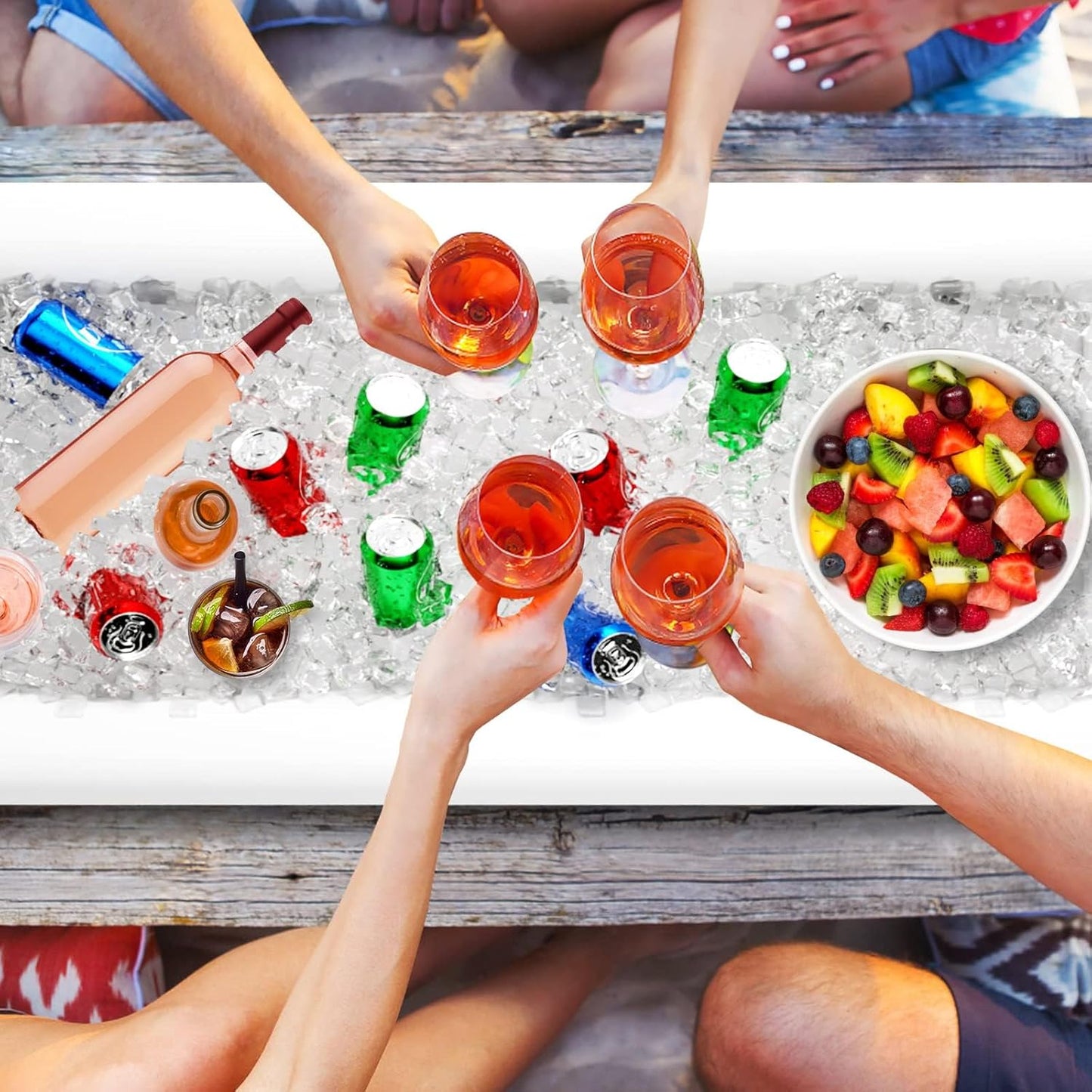 Jasonwell Giant Inflatable Serving Bar with Drain Plug | Portable Ice Buffet & Salad Cooler for Parties, BBQ, Pool & Beach