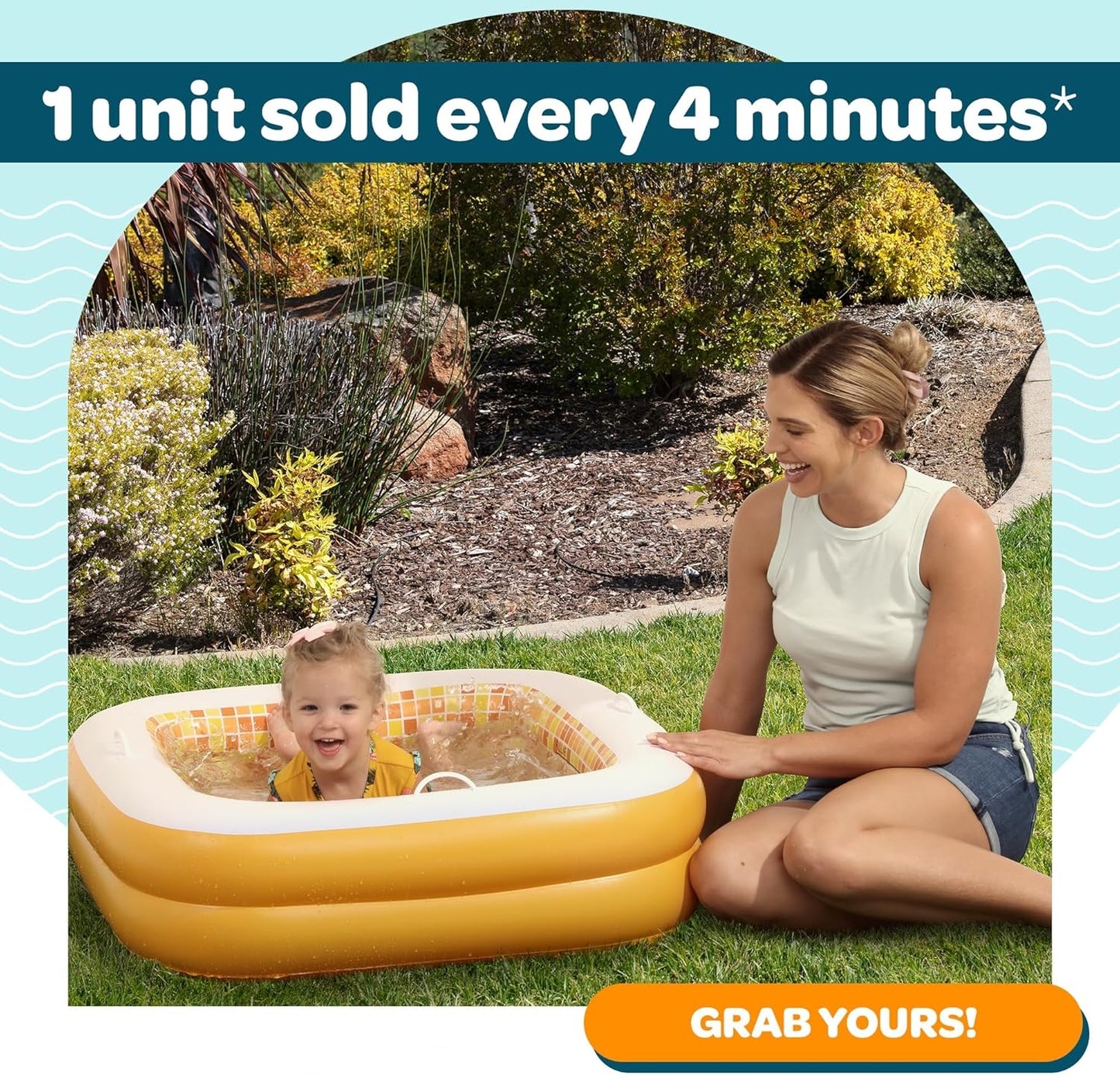 Jasonwell 34"x10" Baby & Toddler Pool with Cushioned Floor, Handles & Drain, Inflatable Bathtub & Ball Pit, Outdoor Gift for Ages 1-3, Orange