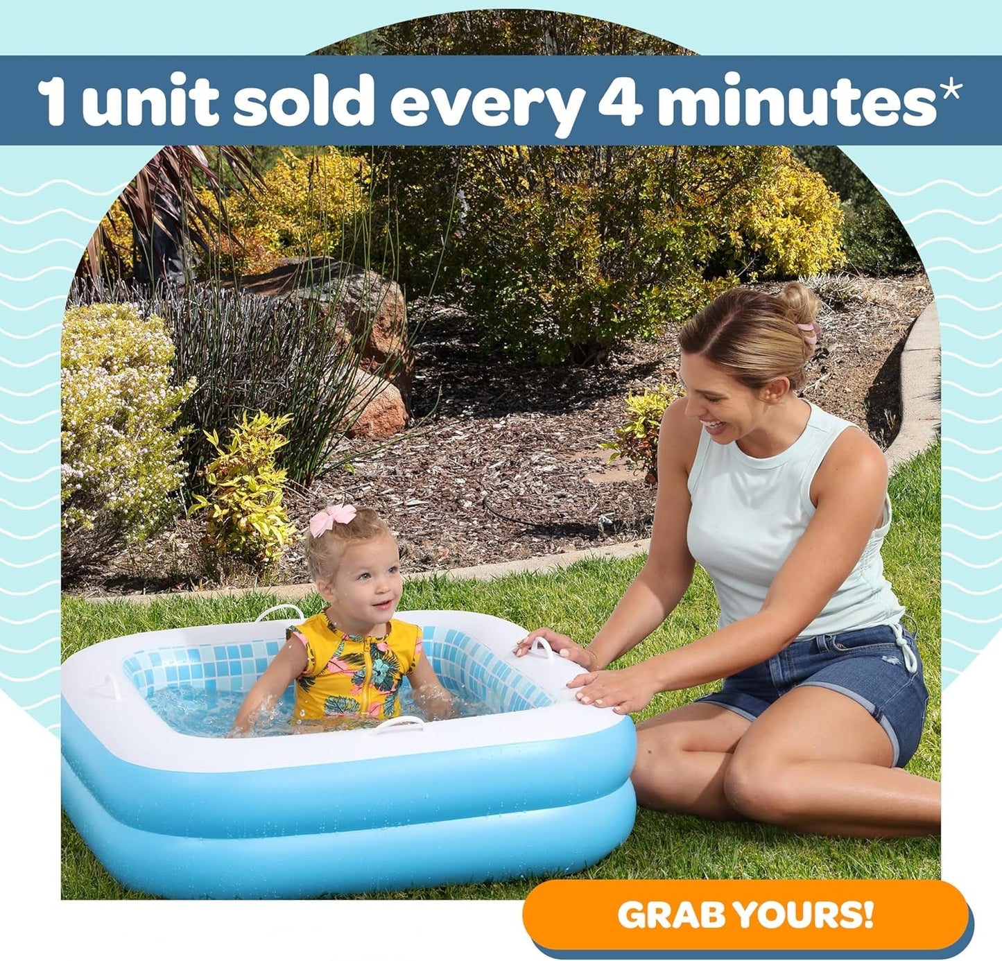 Jasonwell 34"x10" Inflatable Baby Pool for Toddlers 1-3, Soft Floor, Handles & Drain, Blow-up Bathtub & Ball Pit, Outdoor Summer Toy for Boys