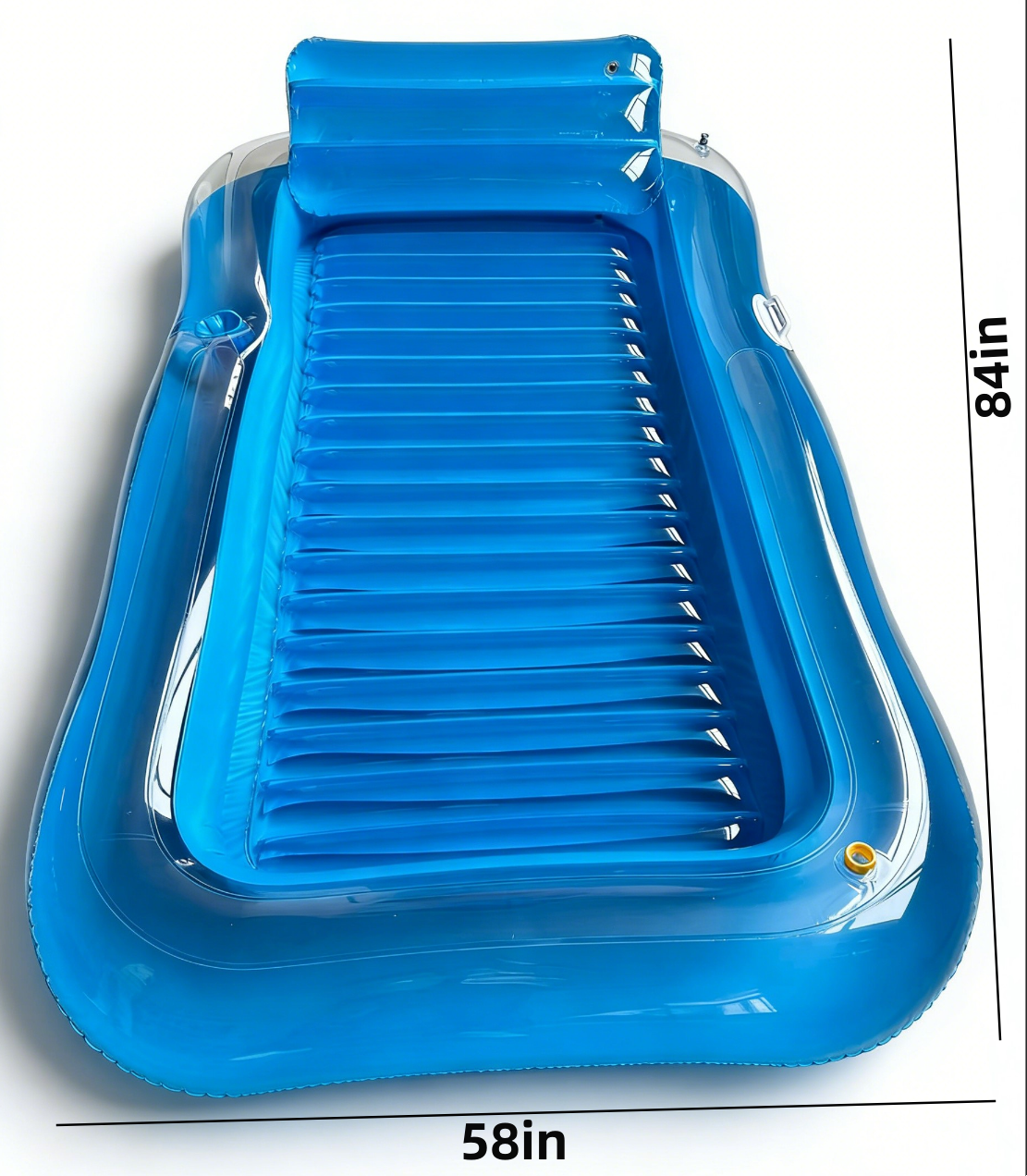 HeyGo 84x58in Transparent blueSpray Folding Pool & Lounge Chair, Portable Bathtub for Pets & Outdoor Water Fun
