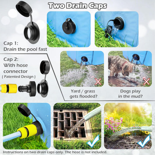 HeyGo 32" Foldable Dog Bath Pool - Collapsible Wading Tub for Small, Medium & Large Dogs, Cats, and Kids - Blue Color