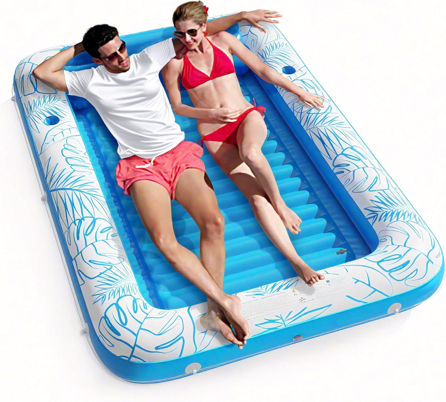 Jasonwell 4-in-1 Inflatable Tanning Lounger, Sun Tan Tub & Pool Raft, Water-Filled Mat for Adults & Kids (XL), Blue