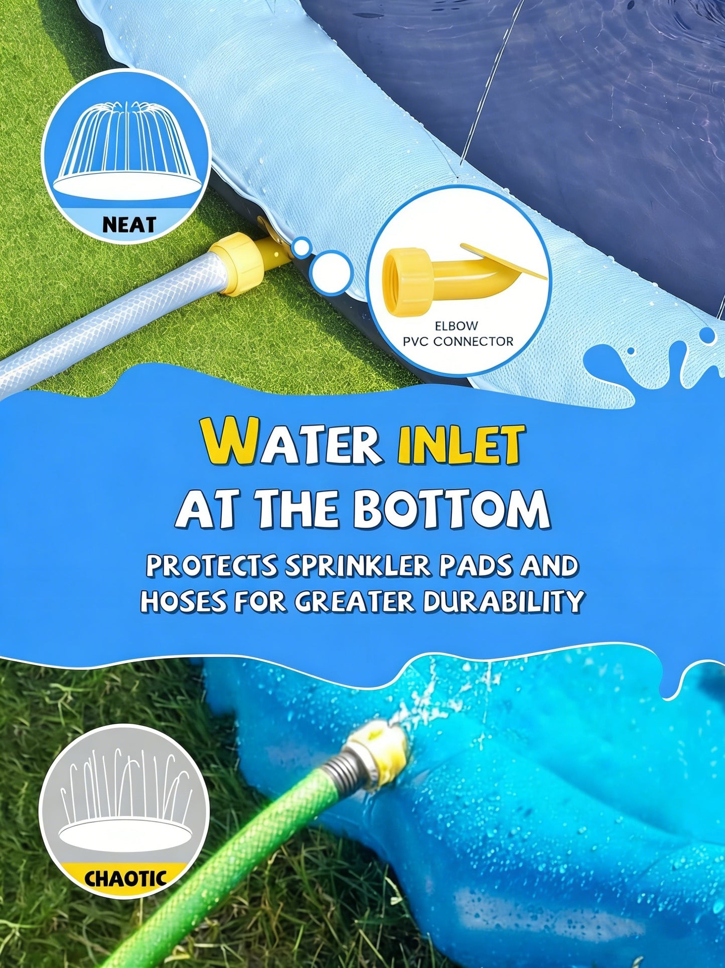 Jasonwell Non-Slip Splash Pad for Kids & Dogs - 67" Thickened Sprinkler Pool, Fun Outdoor Water Toy for Children & Pets, Blue