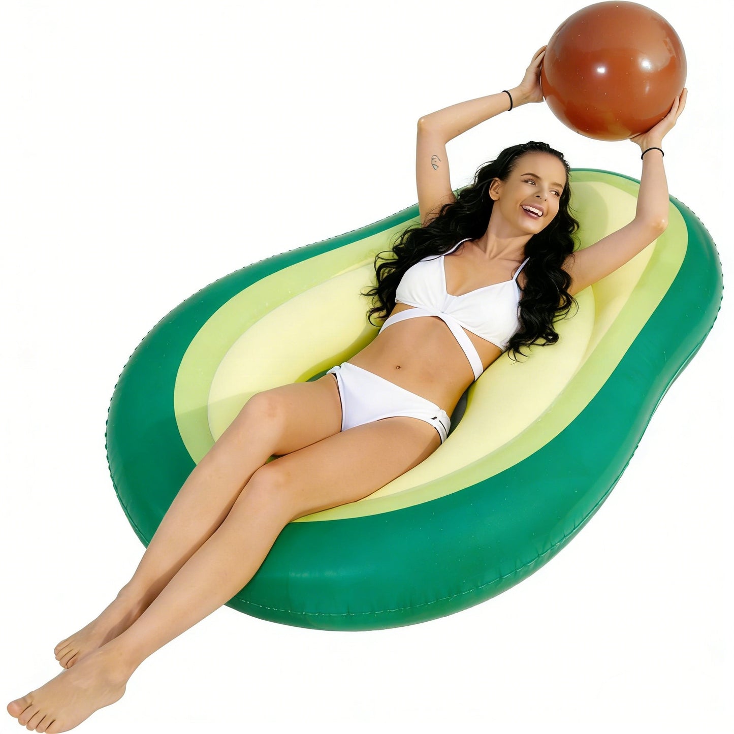 Jasonwell Inflatable Avocado Pool Float with Ball, Large Blow Up Summer Beach Lounge Raft for Adults - Fun Water Party Toy