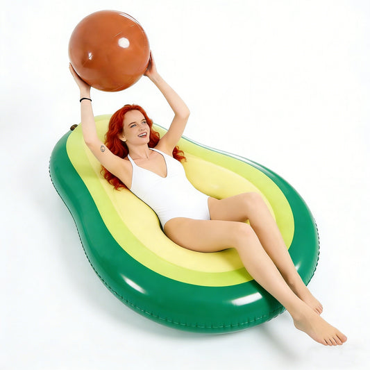 Jasonwell Inflatable Avocado Pool Float with Ball, Large Blow Up Summer Beach Lounge Raft for Adults - Fun Water Party Toy