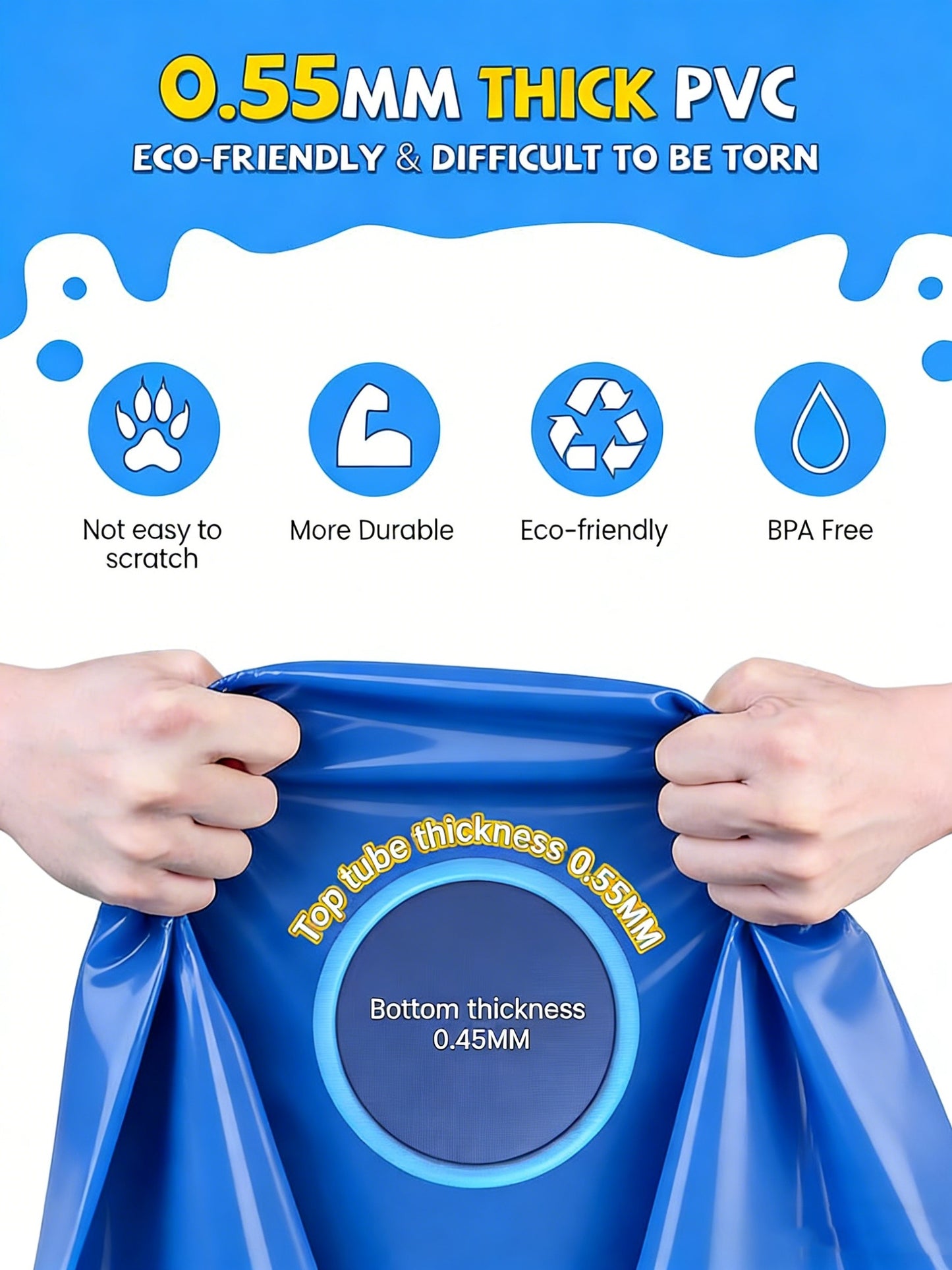 Jasonwell Non-Slip Splash Pad for Kids & Dogs - 67" Thickened Sprinkler Pool, Fun Outdoor Water Toy for Children & Pets, Blue
