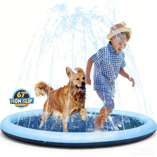 Jasonwell Non-Slip Splash Pad for Kids & Dogs, 67" Thickened Sprinkler Pool, Outdoor Water Toy for Children & Pets, Blue