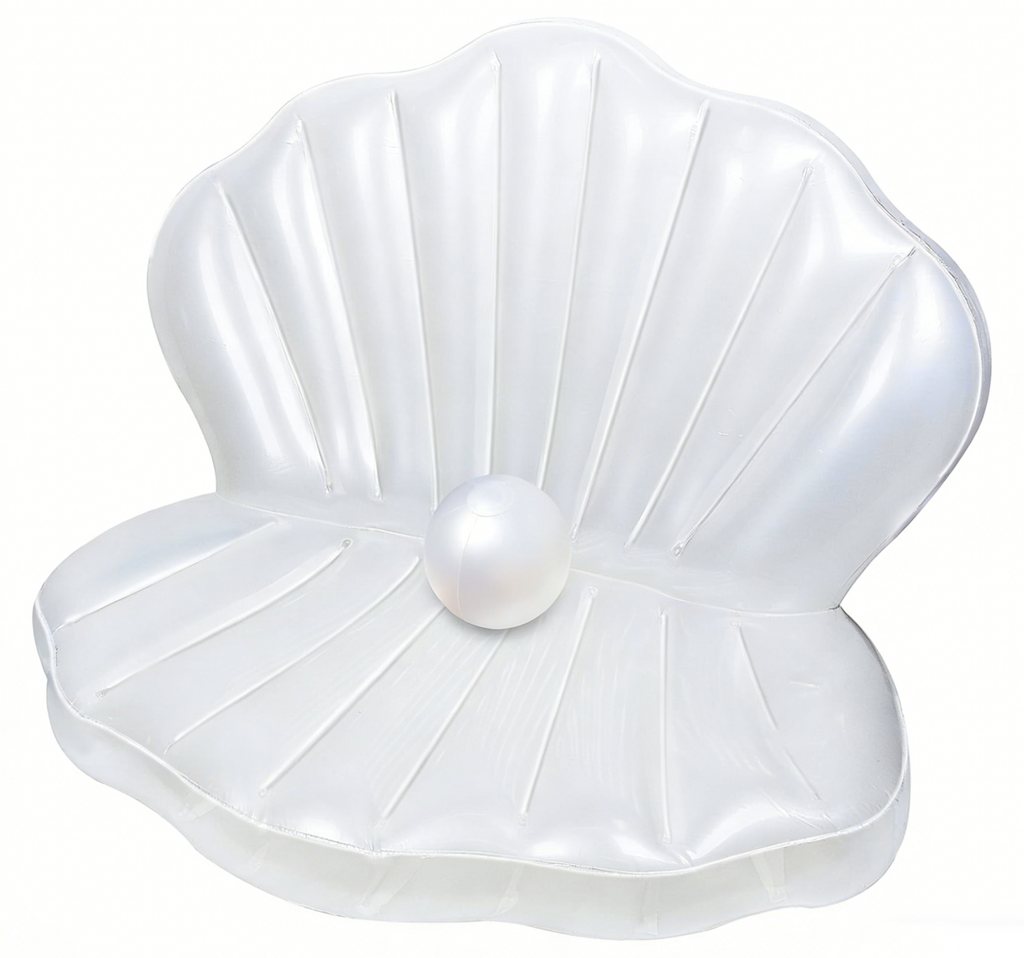 HeyGo 41" Giant Clam Pool Float with Pearl Ball - White Inflatable Shell for Kids, Mermaid Birthday Party & Beach Fun