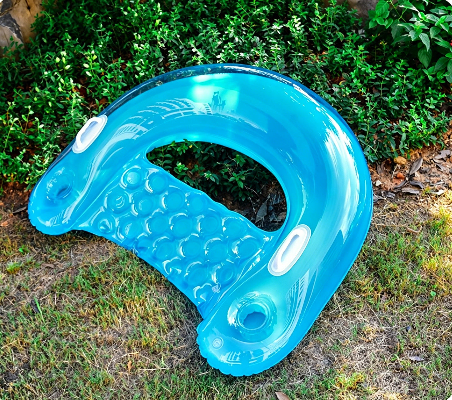 HeyGo 2 Pack Adult Pool Floats, Blue 4-in-1 Water Hammock & Blue U-Shaped Lounge with Armrests & Cup Holders, Summer Beach Swimming Floating Toys