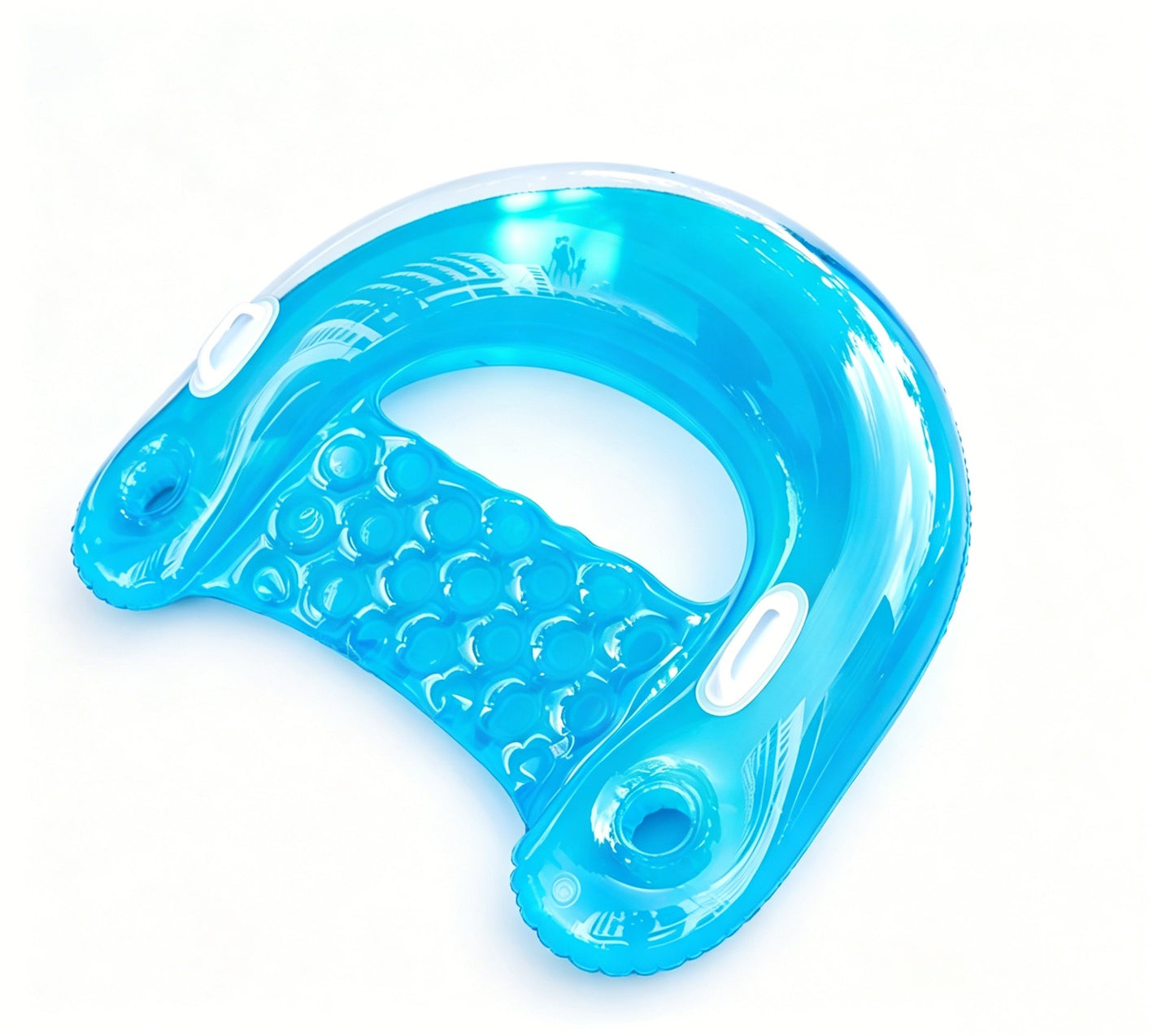 HeyGo Blue U-Shaped Adult Pool Float with Armrests & Cup Holders | 45x34 in Floating Lounge Chair for Beach & Summer Water Fun