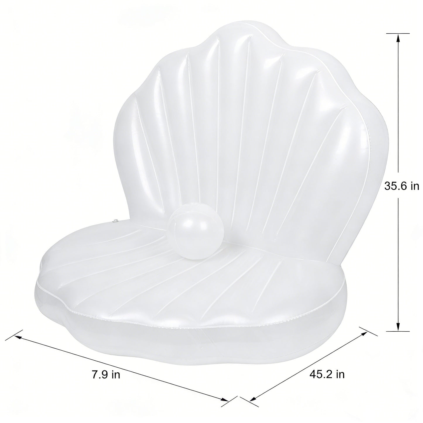 Jasonwell Inflatable Seashell Pool Float, Giant Clam Toy with Pearl Ball for Kids' Birthday, Summer Mermaid Beach Party (White)