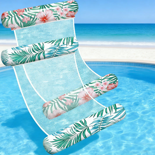 Jasonwell 2-Pack Pool Floats for Adults, 4-in-1 Inflatable Loungers, PVC Water Hammocks, Large, Multicolor, Vacation Ready