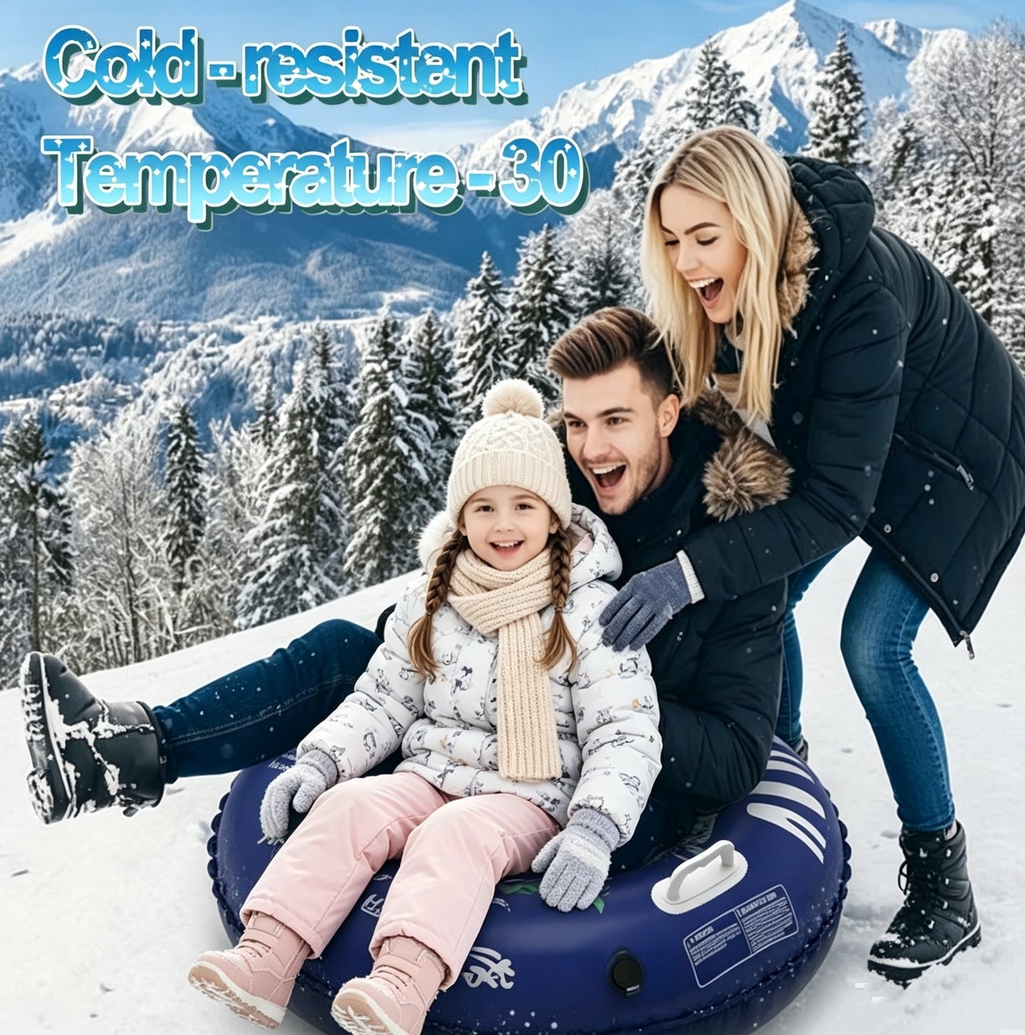 Dinosaur Inflatable Snow Tube, Thickened Heavy-Duty PVC Sled with Reinforced Bottom & 2 Handles, Winter Snow Sled for Skiing, Outdoor Games, Halloween & Christmas Activities