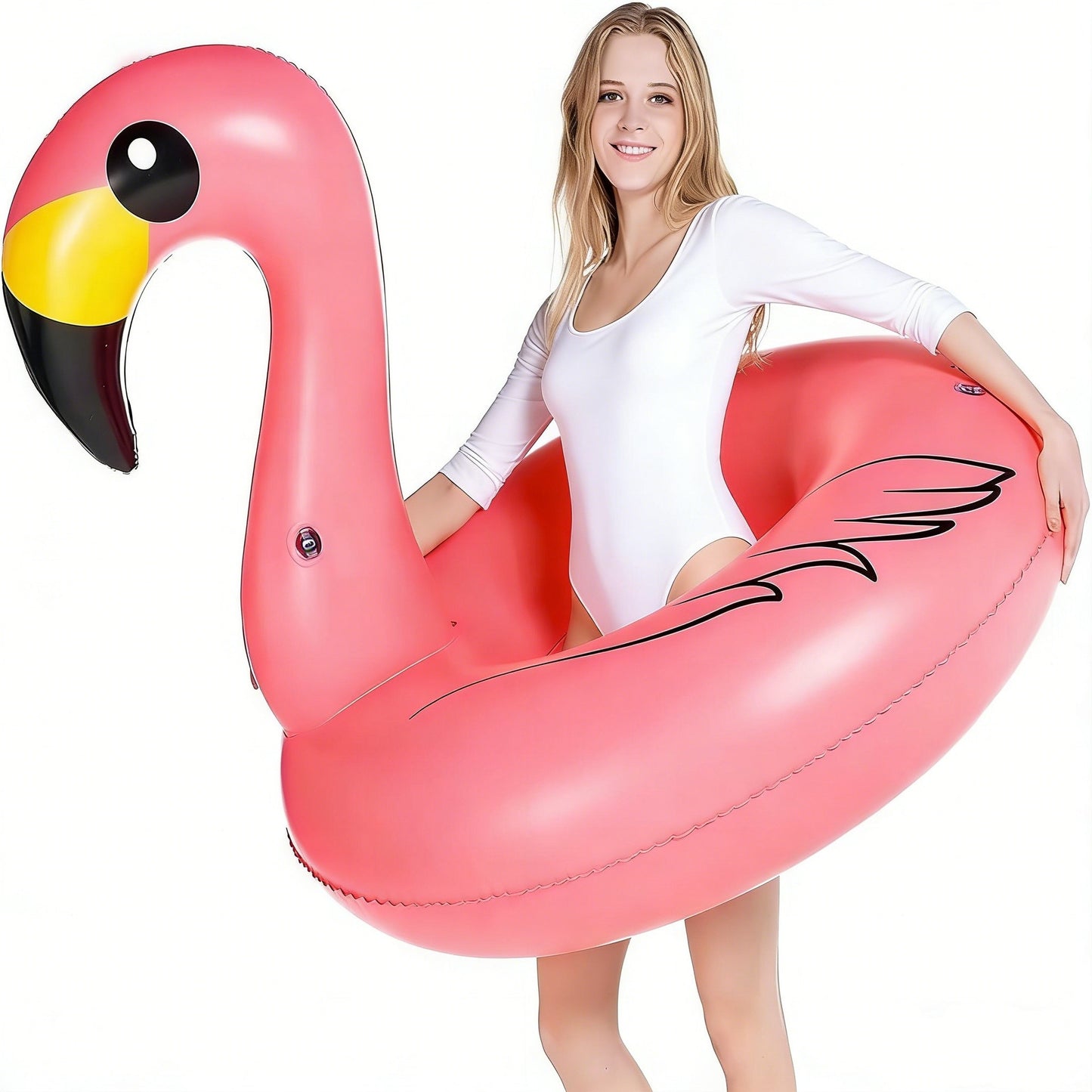Jasonwell Giant Inflatable Flamingo Pool Float - Pink Party Tube with Fast Valves for Summer Beach & Pool Fun for Adults & Kids