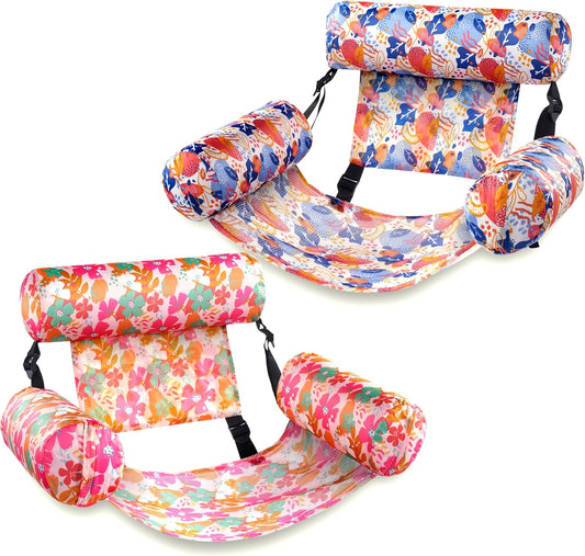 Jasonwell 2-Pack Inflatable Pool Lounge Chairs for Adults, Heavy Duty Floating Noodles, Summer Water Fun, Beach & Lake, Large, Multicolor