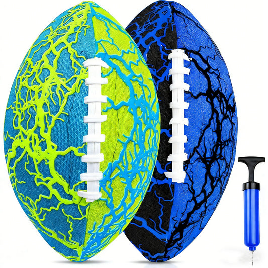 Jasonwell Waterproof Inflatable Footballs - 2-Pack Pool & Beach Footballs with Double-Laced Grip, Durable PVC Bladder & Soft Fabric
