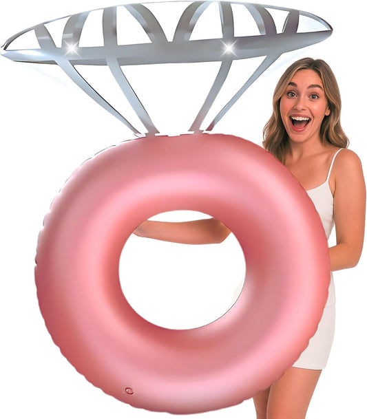 Jasonwell Inflatable Diamond Ring Floatie for Bachelorette Party, Engagement & Bridal Shower Decor, Rose Gold, Pack of 1
