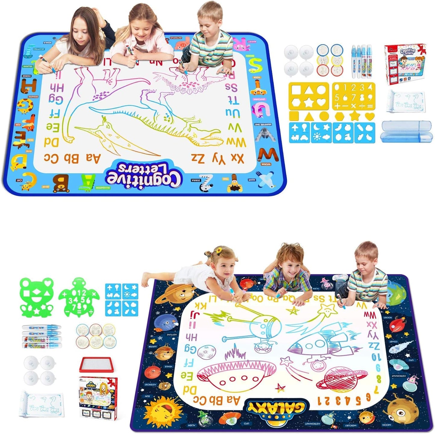 Jasonwell Aqua Water Doodle Mat 40"x32" - Magic Drawing Mat for Kids, Alphabet Design, Educational Toy for Ages 2-8 (Multicolor)