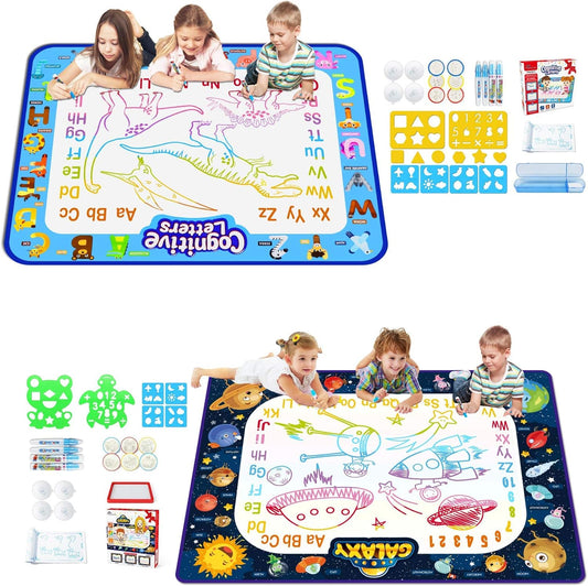 Jasonwell Aqua Water Doodle Mat 40"x32" - Magic Drawing Mat for Kids, Alphabet Design, Educational Toy for Ages 2-8 (Multicolor)