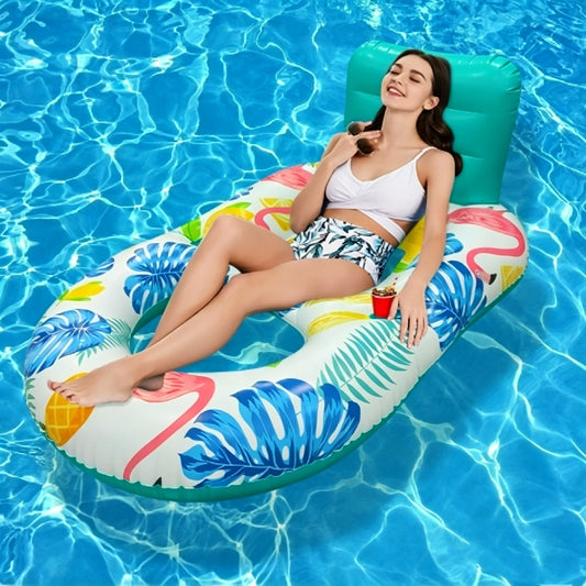 HeyGo Flamingo Large Adult Pool Float - Comfy Lounger with Cup Holders | 63x43 in for Beach, Pool & Lake