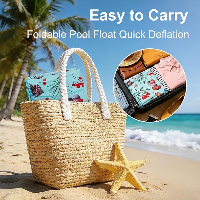 HeyGo 2-Pack 21-Hole Inflatable Pool Floats Combo (Mermaid Sequin & Blue Fruit) Adult Lounger Rafts for Pool & Beach