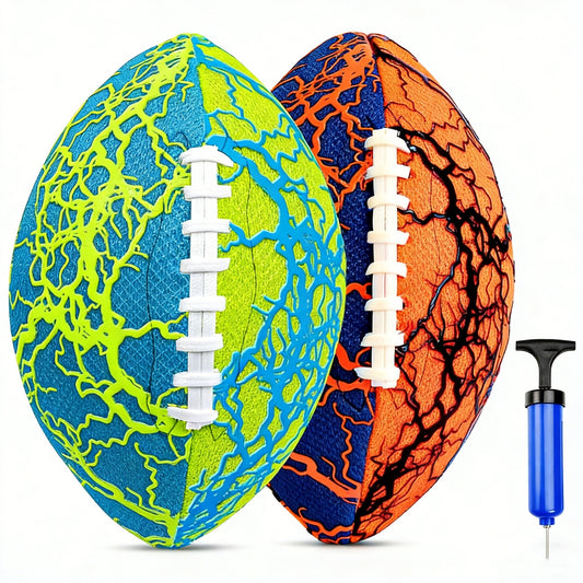 Jasonwell 2-Pack Waterproof All-Weather Pool & Beach Footballs with Pump - Fun Sports Toy for Kids & Adults