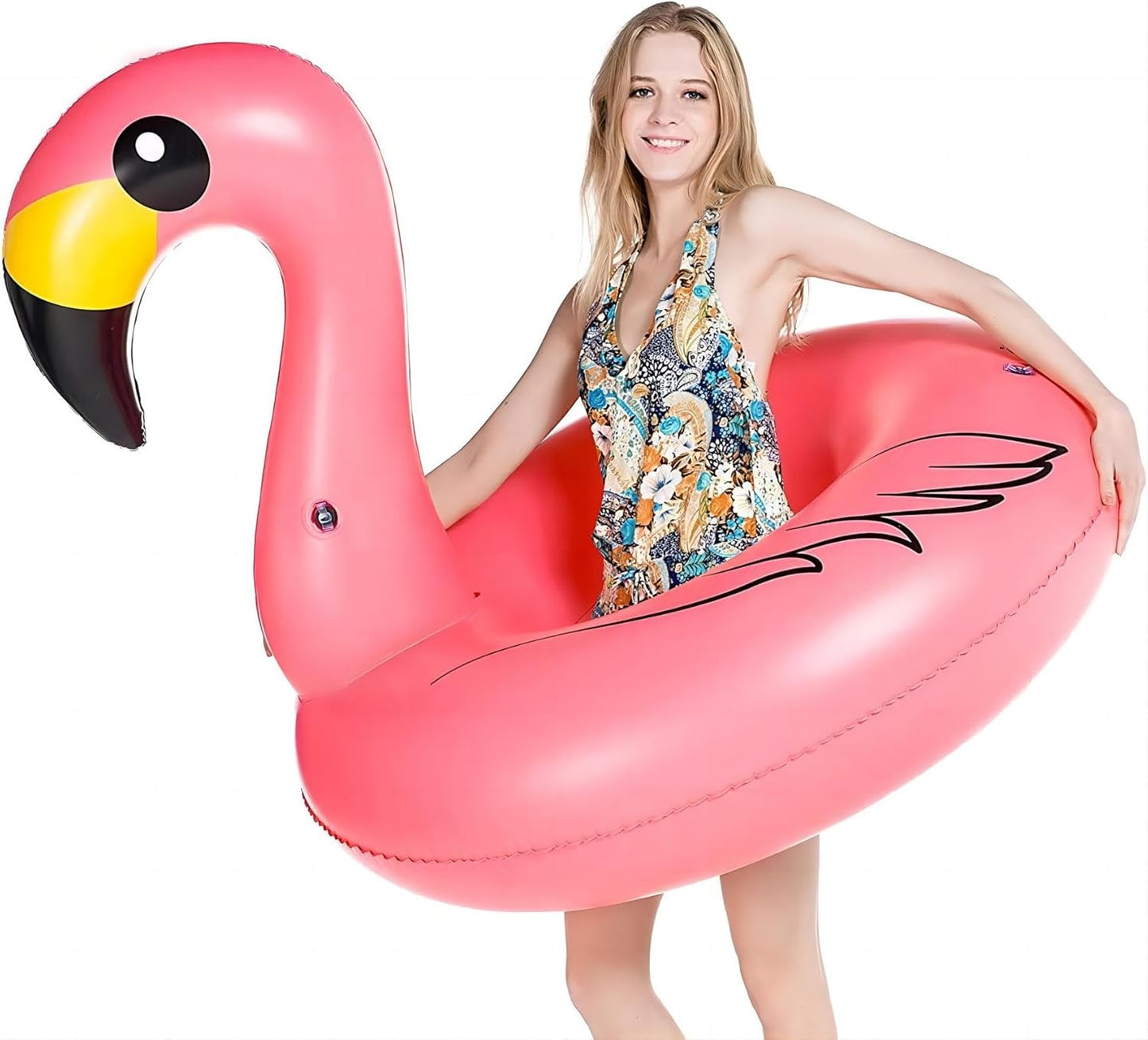 Jasonwell Giant Inflatable Flamingo Pool Float - Pink Party Tube with Fast Valves for Summer Beach & Pool Fun for Adults & Kids