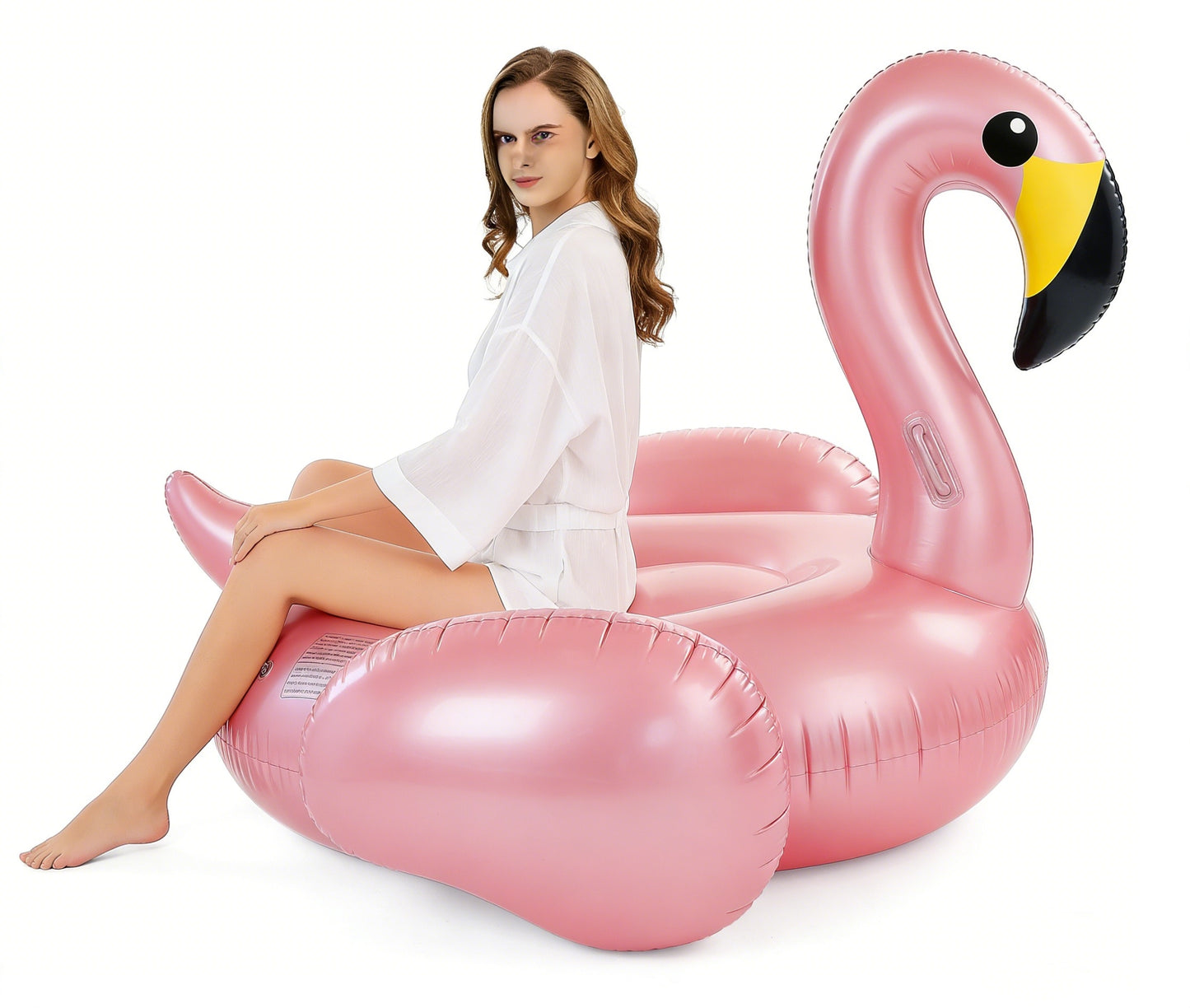 HeyGo 59" x 59" x 33" Giant Inflatable Flamingo Pool Float with Fast Valves – Summer Beach Lounge Raft for Adults, Ideal Outdoor Toy!