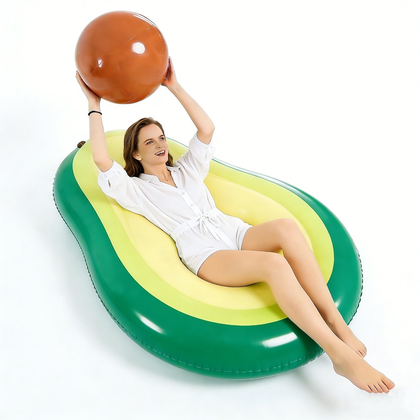 HeyGo 65*51'' Inflatable Avocado Pool Float with Ball - Fun Summer Beach Lounge Raft for Adults, Perfect Water Party Toy!