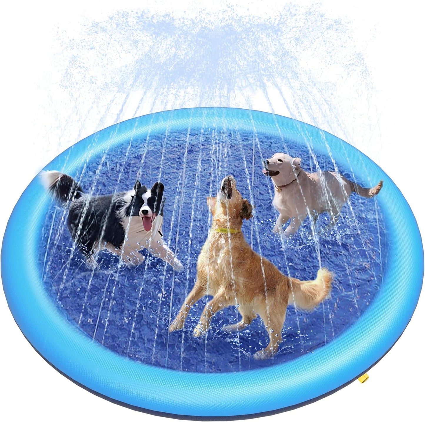 Jasonwell Splash Pad for Dogs & Kids, Anti-Slip Water Play Mat for Large Dogs, Durable Outdoor Sprinkler Toy, 67in, Blue