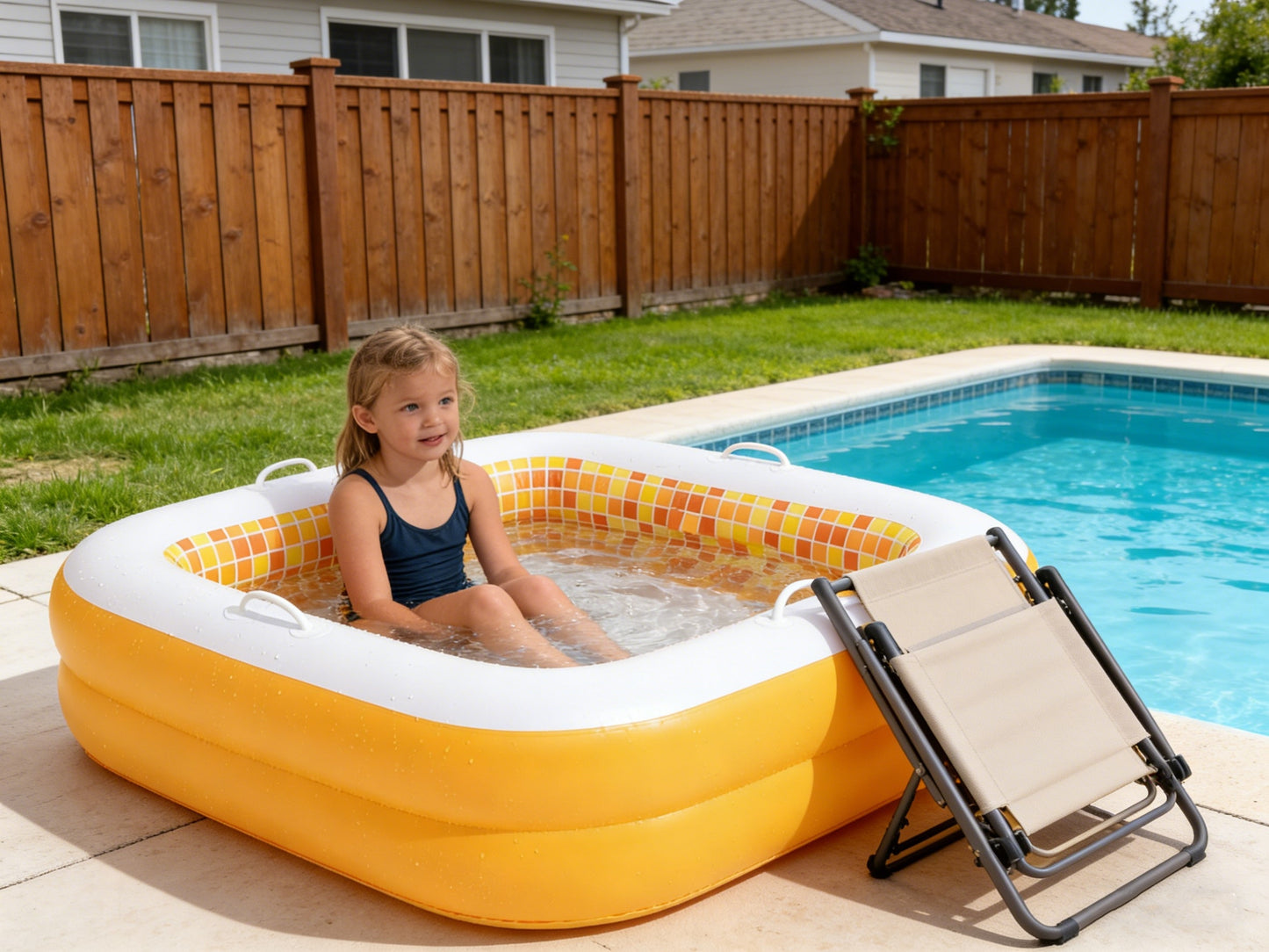Jasonwell 34"x10" Baby & Toddler Pool with Cushioned Floor, Handles & Drain, Inflatable Bathtub & Ball Pit, Orange, Ages 1-3