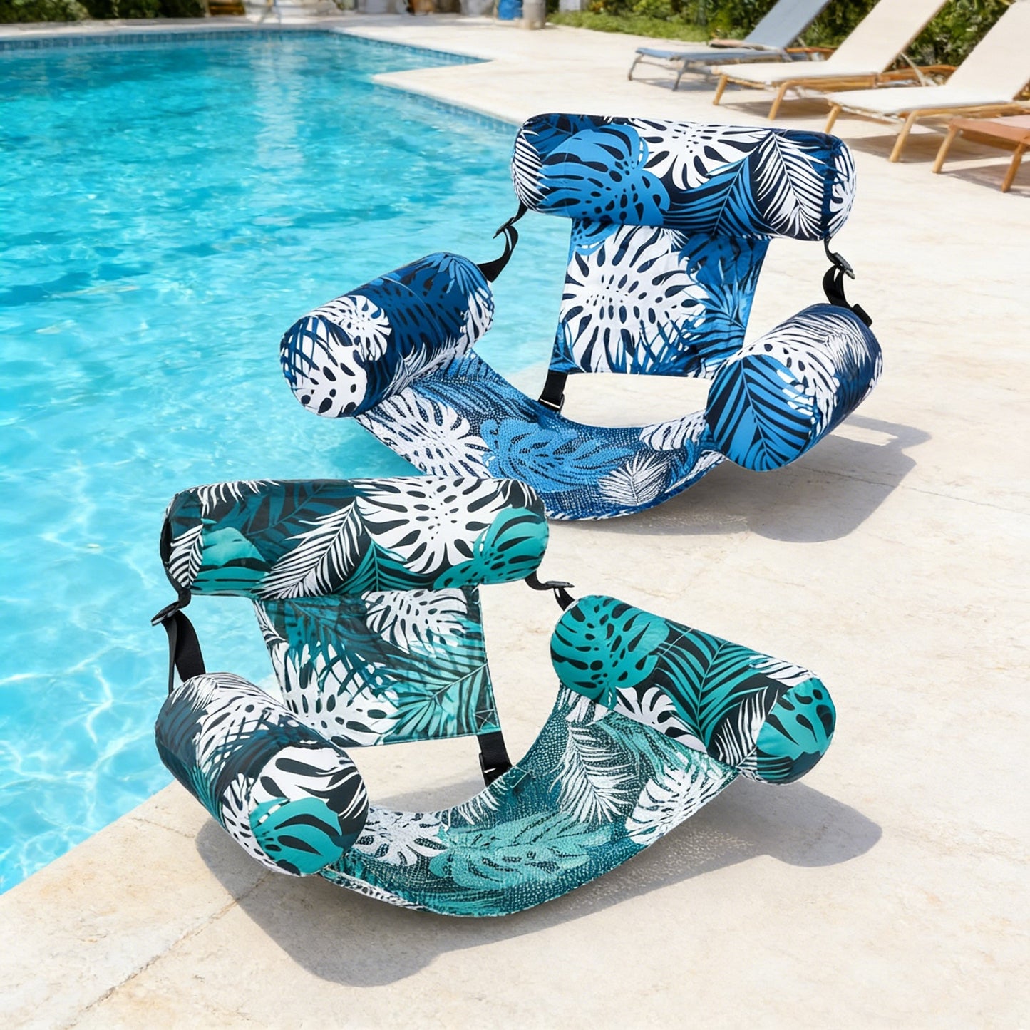 Jasonwell 2-Pack Inflatable Pool Floats for Adults, Floating Lounge Chairs, Heavy Duty Pool Noodles, 30”x16”x24”, Beach & Summer Fun