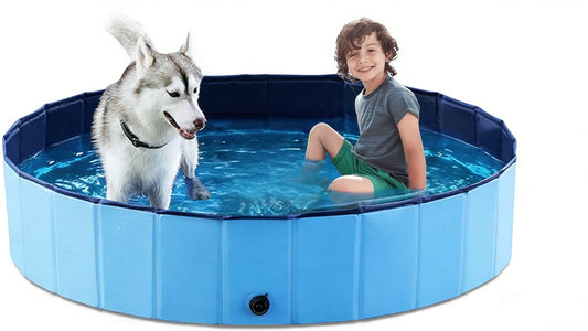 HeyGo48 Foldable Dog Bath Pool - Collapsible Wading Tub for Dogs, Cats & Kids - Perfect for Small to Large Pets - Blue