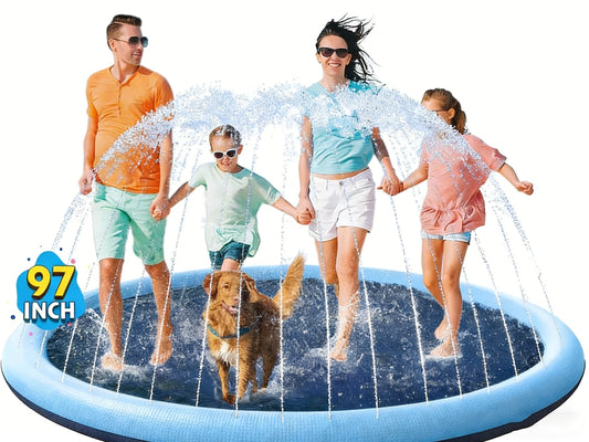Jasonwell Non-Slip Splash Pad for Kids & Dogs, 97" Thickened Sprinkler Pool, Outdoor Water Toy for Children & Pets, Blue