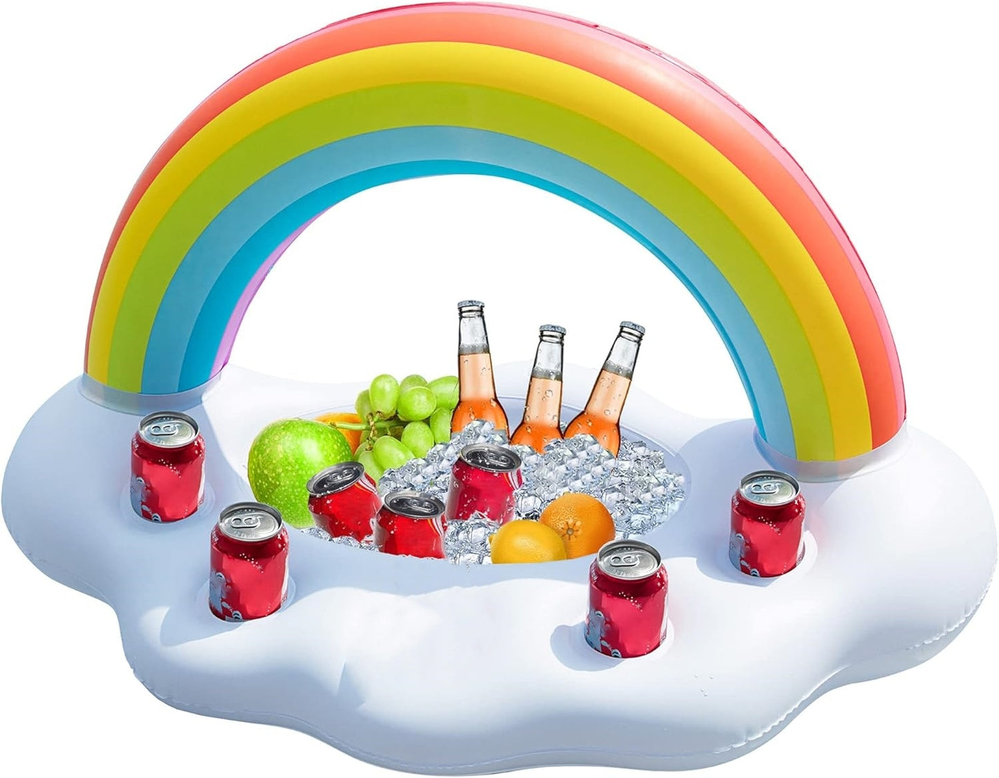 HeyGo 37" x 24" x 22" Inflatable Pool Party Cooler - Rainbow Cloud Drink Holder for Hawaiian Luau, Birthday & Easter Outdoor Fun!