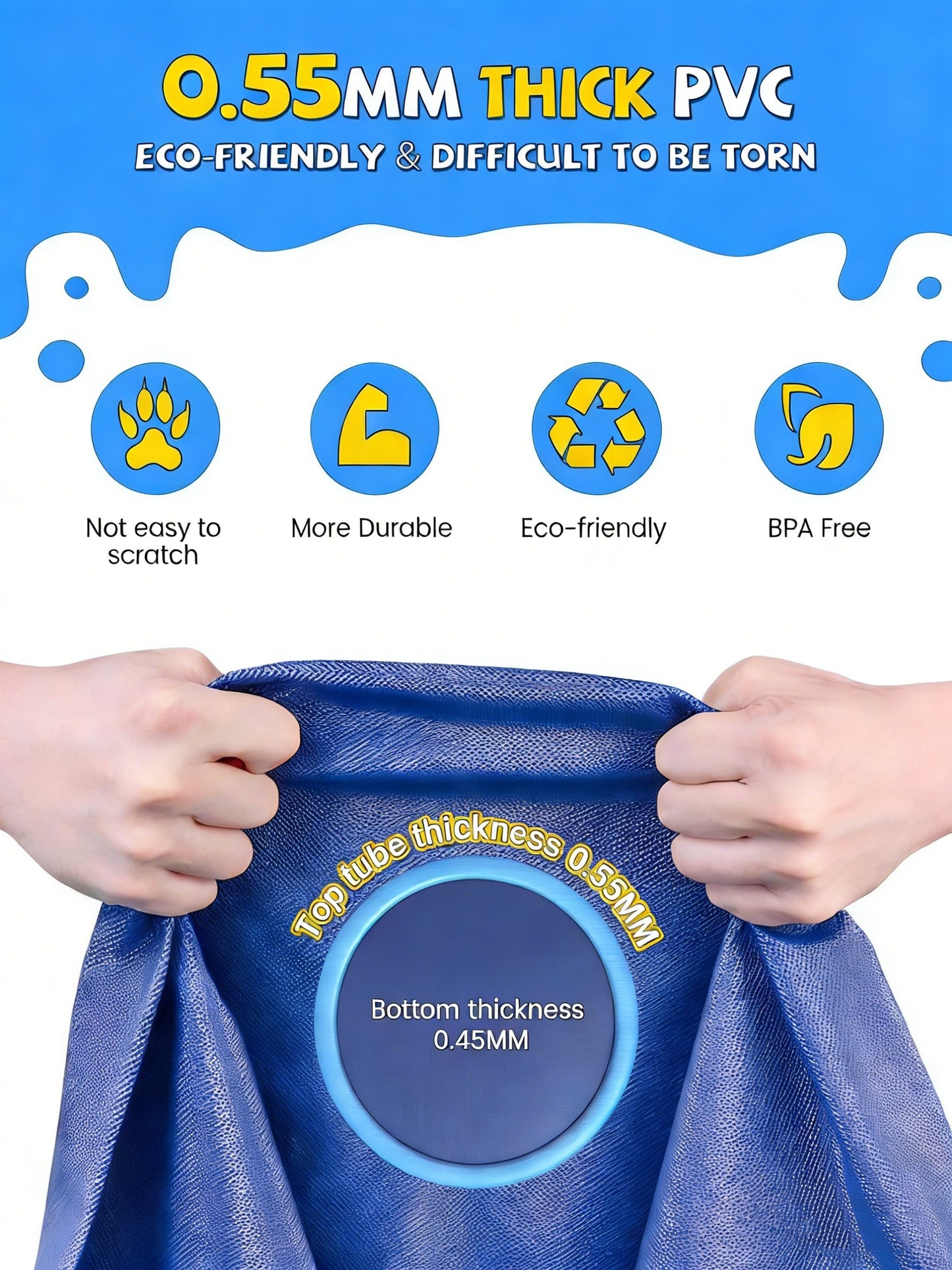 Jasonwell Non-Slip Splash Pad for Kids & Dogs, 97" Thickened Sprinkler Pool, Outdoor Water Toy for Children & Pets, Blue