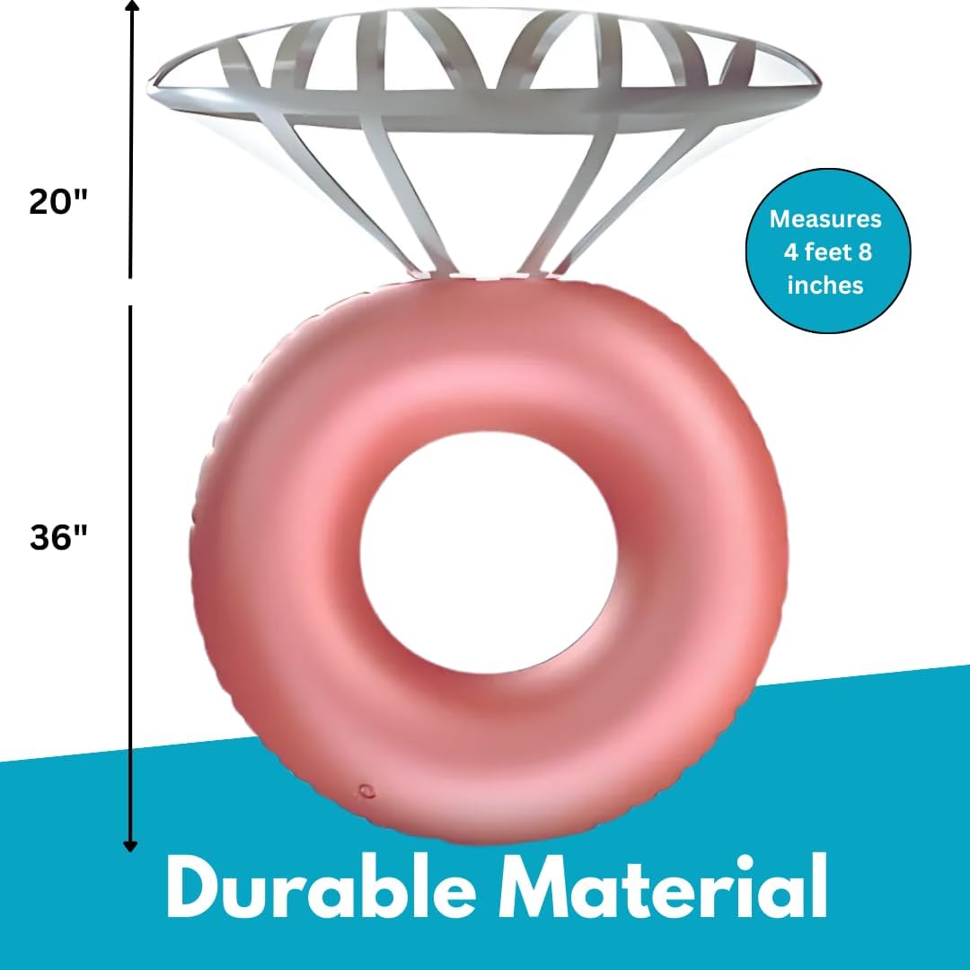 Jasonwell Inflatable Diamond Ring Floatie for Bachelorette Party, Engagement & Bridal Shower Decor, Rose Gold, Pack of 1