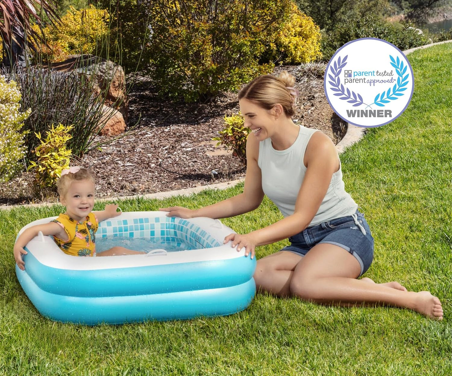 Jasonwell 34"x10" Inflatable Baby Pool for Toddlers 1-3, Soft Floor, Handles & Drain, Blow-up Bathtub & Ball Pit, Outdoor Summer Toy for Boys