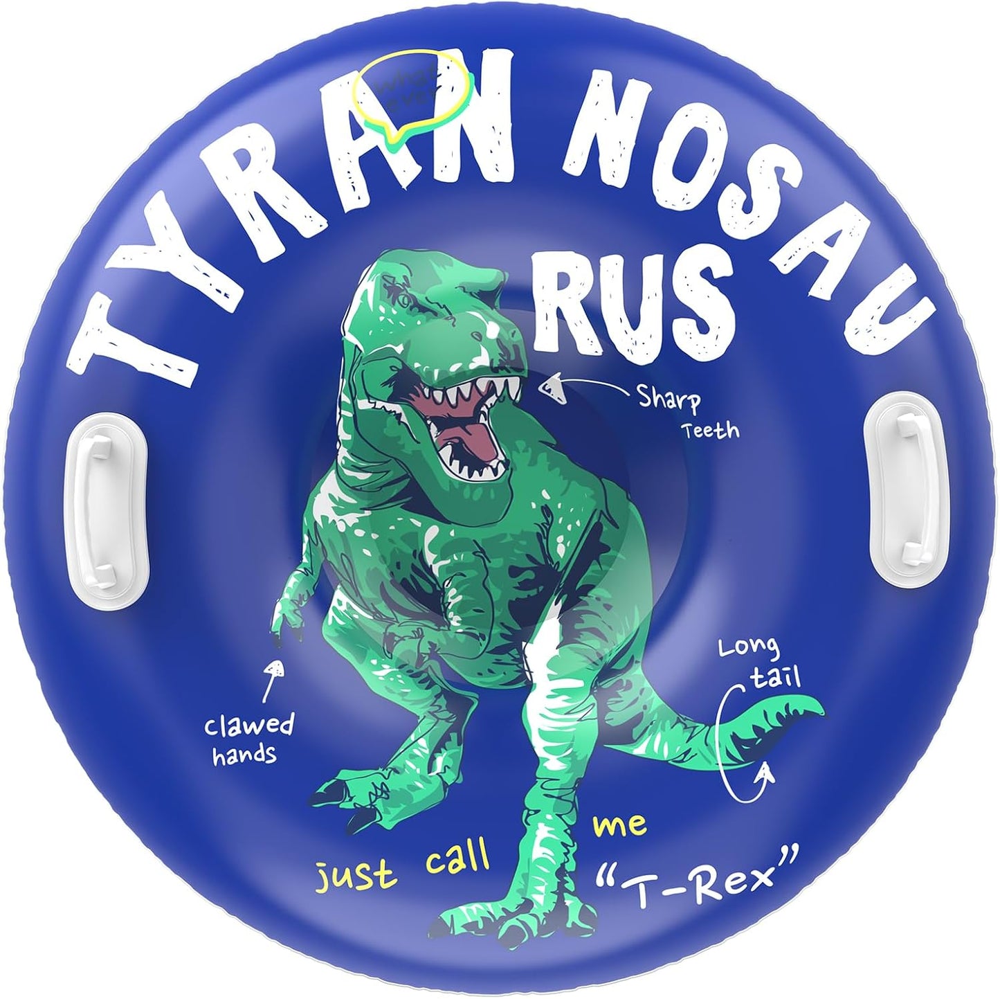 Dinosaur Inflatable Snow Tube, Thickened Heavy-Duty PVC Sled with Reinforced Bottom & 2 Handles, Winter Snow Sled for Skiing, Outdoor Games, Halloween & Christmas Activities
