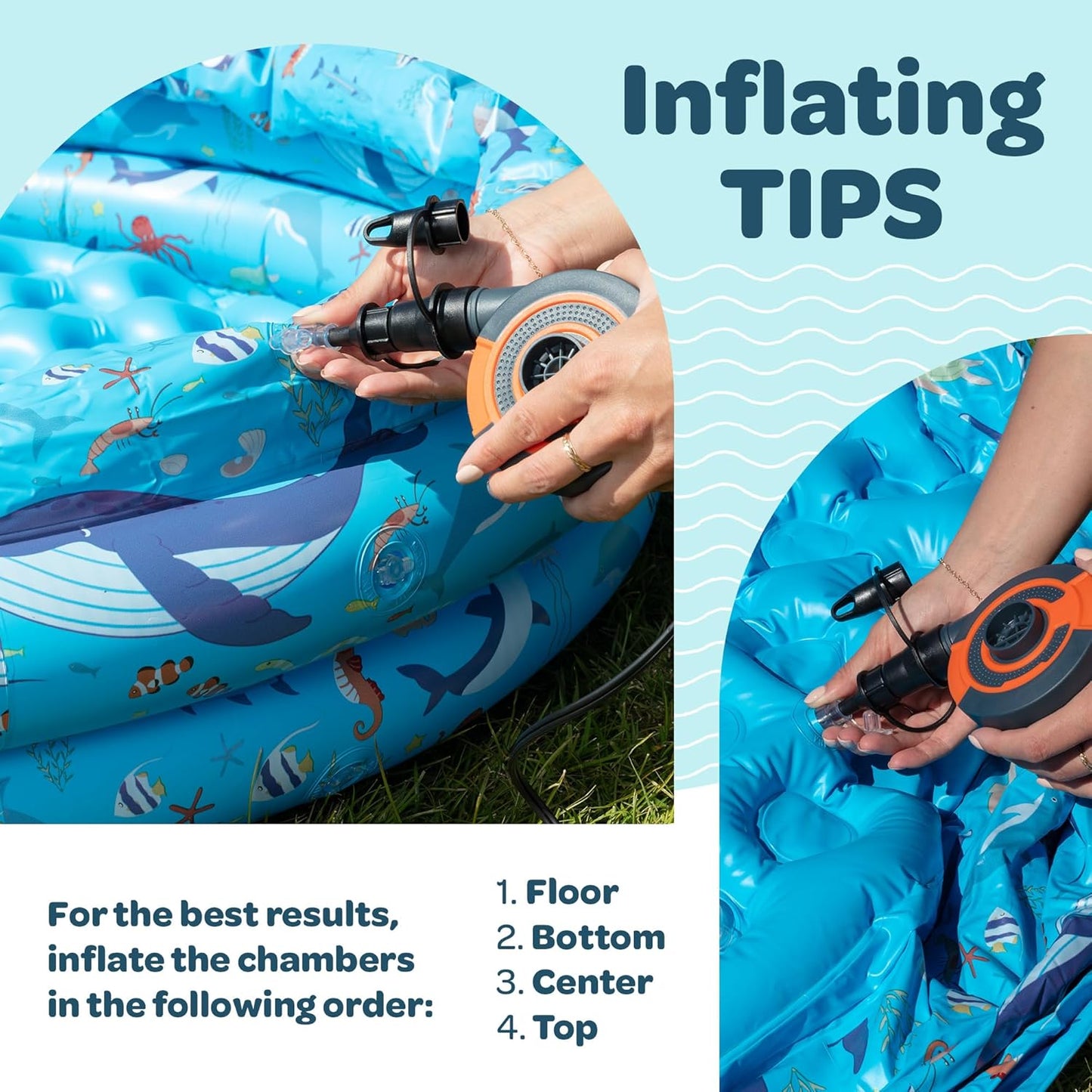 Jasonwell 48"X12" Inflatable Kiddie Pool for Toddlers, Round Blow-up Pool with Cushioned Floor & Ball Pit Toys for Ages 2-5, Blue