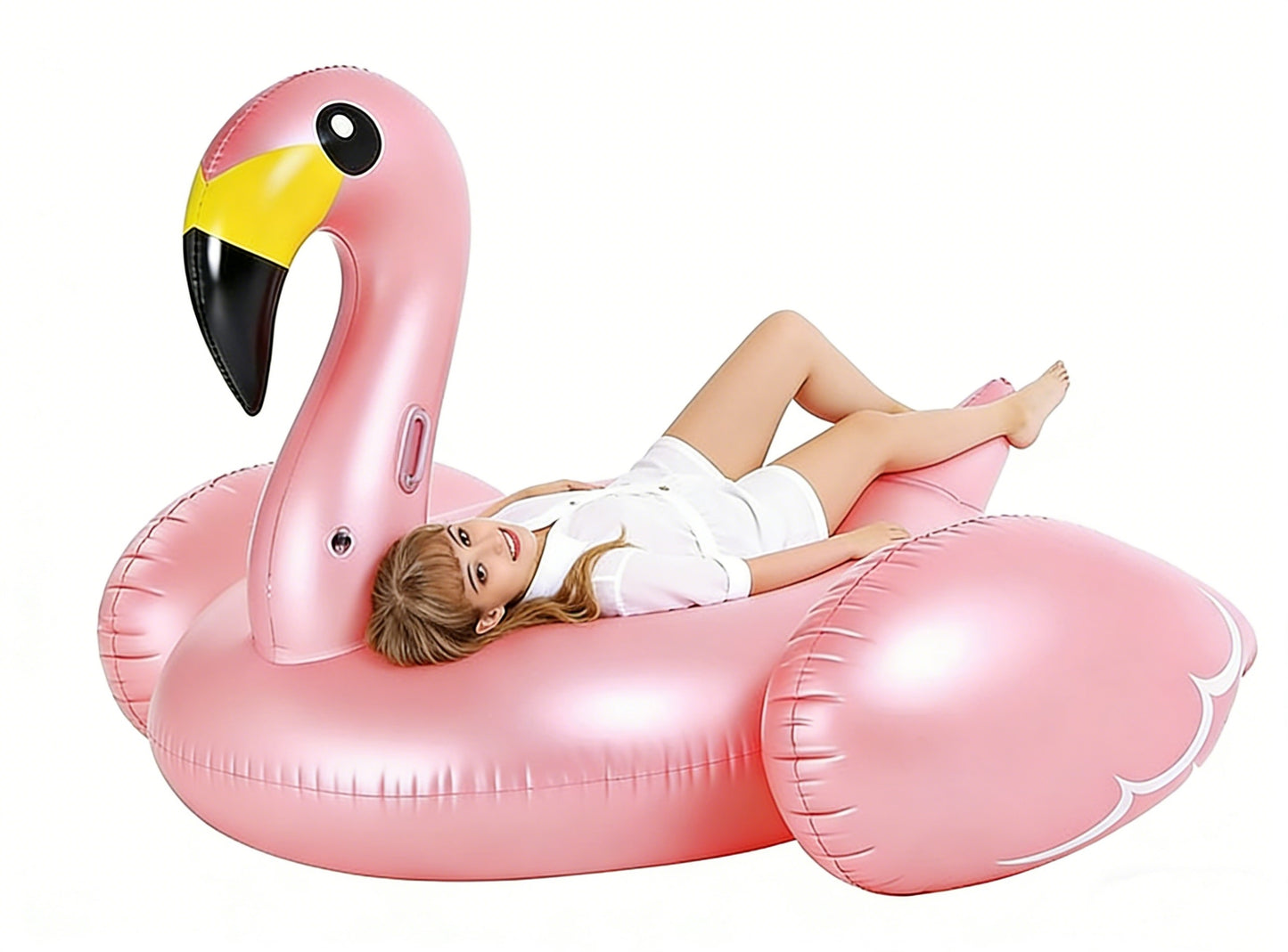 HeyGo 71" x 75" x 51" Giant Inflatable Flamingo Pool Float with Fast Valves – Summer Beach Lounge Raft for Adults, Perfect Outdoor Toy!